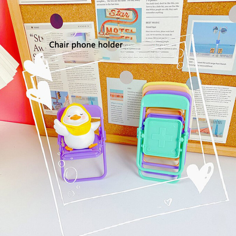 Portátil Mini Mobile Phone Stand Desktop Chair Stand Ajustável Macaron Color Stand Dobrável Shrink Decoração