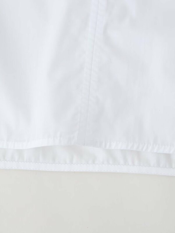 Camisa de popelina corta con cuello de muñeca para mujer, camisa Vintage de manga larga con cordones, Top elegante, informal, blanco, nueva moda