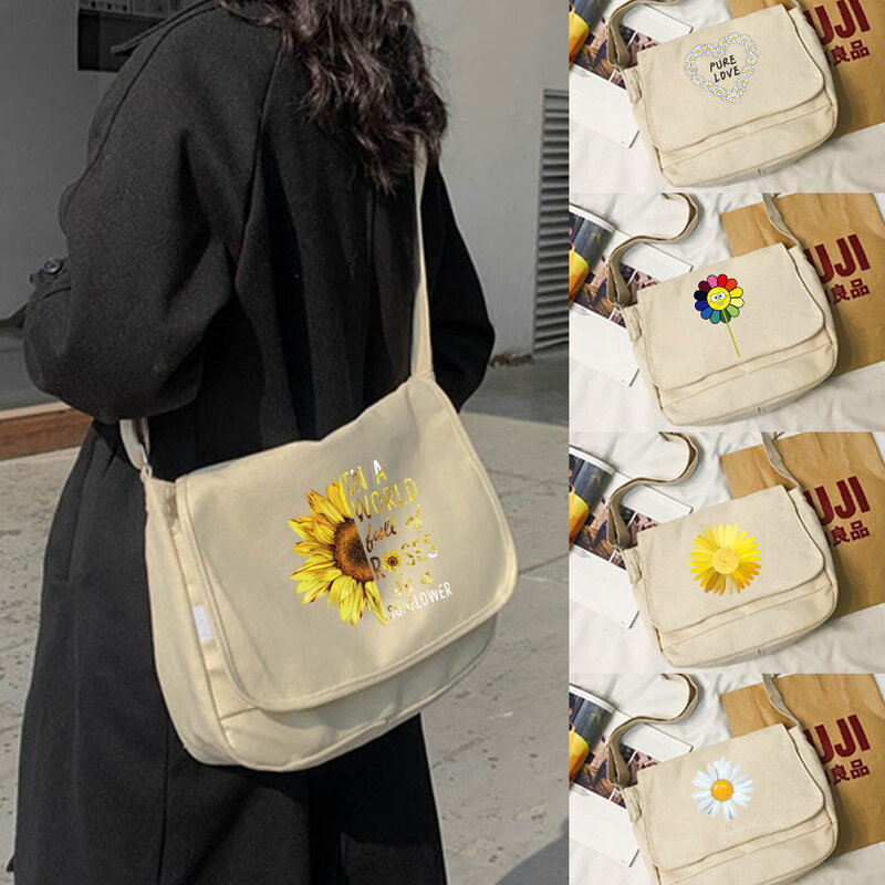 Canvas Women's Messenger Bag Youth Ladies Fashion Shoulder Bag Student Large Capacity Female Crossbody Bags Woman Hand Packet