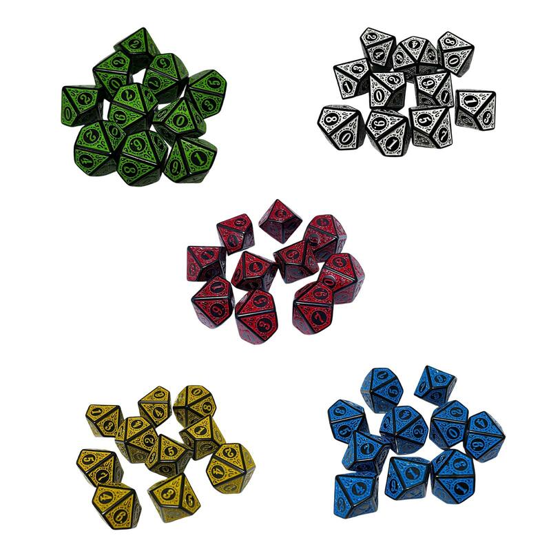 10 Pieces Acrylic D10 Dices 10 Sided Dices Party Toys Game Dices for Math Teaching Card Games  Role Playing Board Game