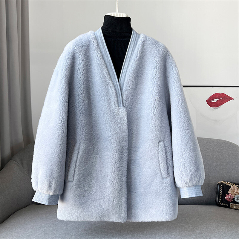 Aorice Women Luxury Real Wool Fur Coat parka New Winter Warm Female Sheep Shearing Jackets Plus Size Overcoats CT1106