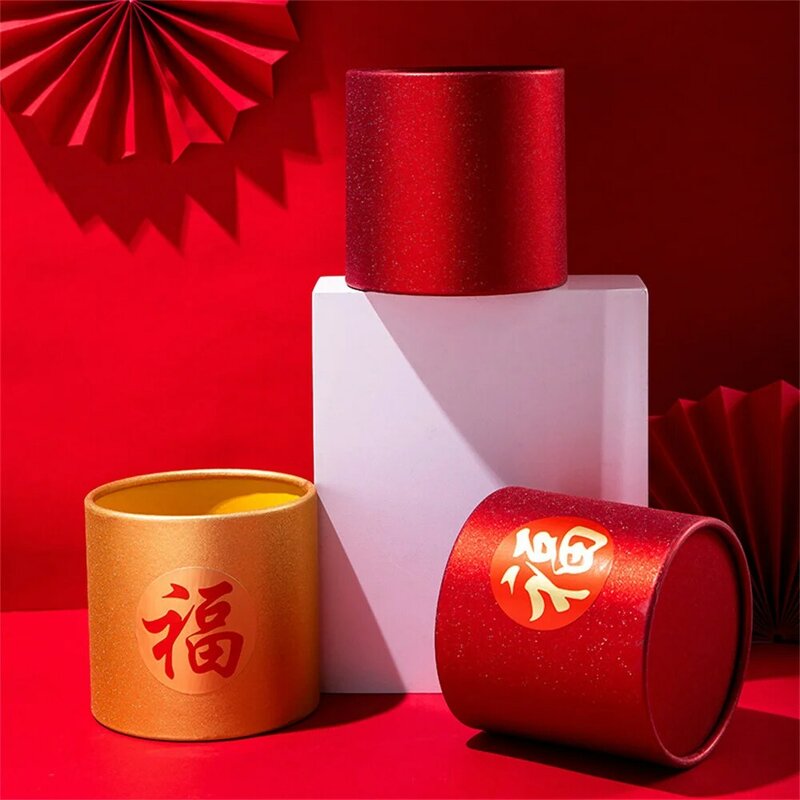 1PC Chinese New Year Wedding Ornament Fu Fortune Bouquet Flowers Box Packaging Blessing Bucket Vase New Year Decor Barrel