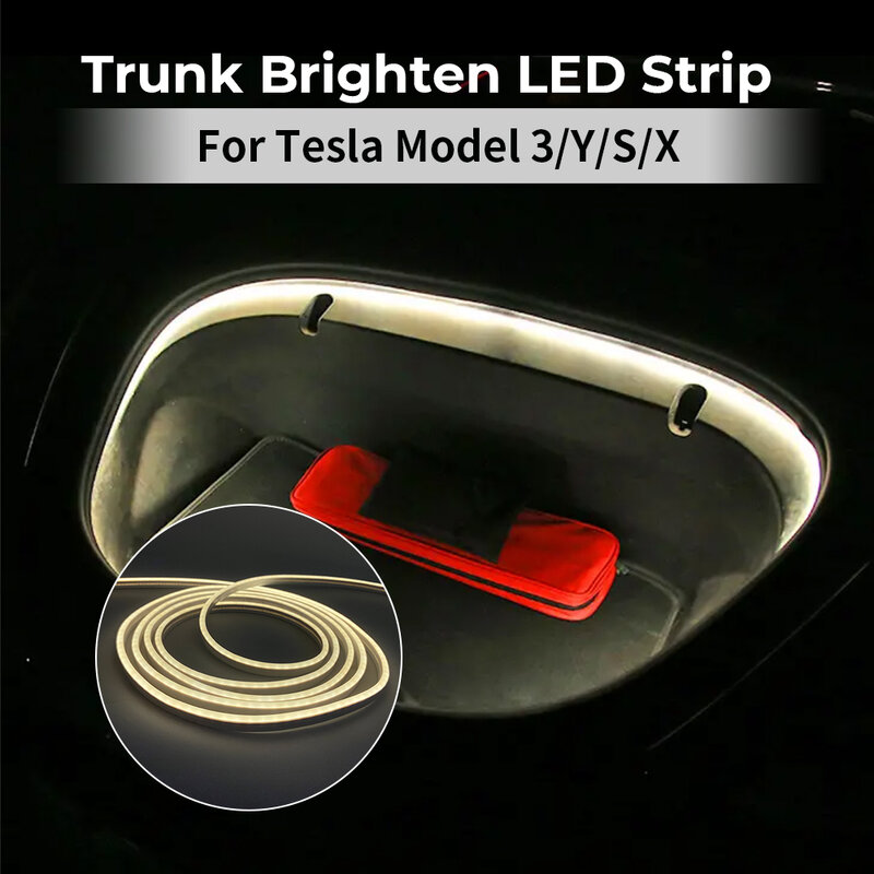 AlphaRider Frunk Penerangan Modifikasi Strip LED Cerah untuk Model Tesla 3 Y S X 5M Lampu Silikon Bagasi Depan Fleksibel Tahan Air