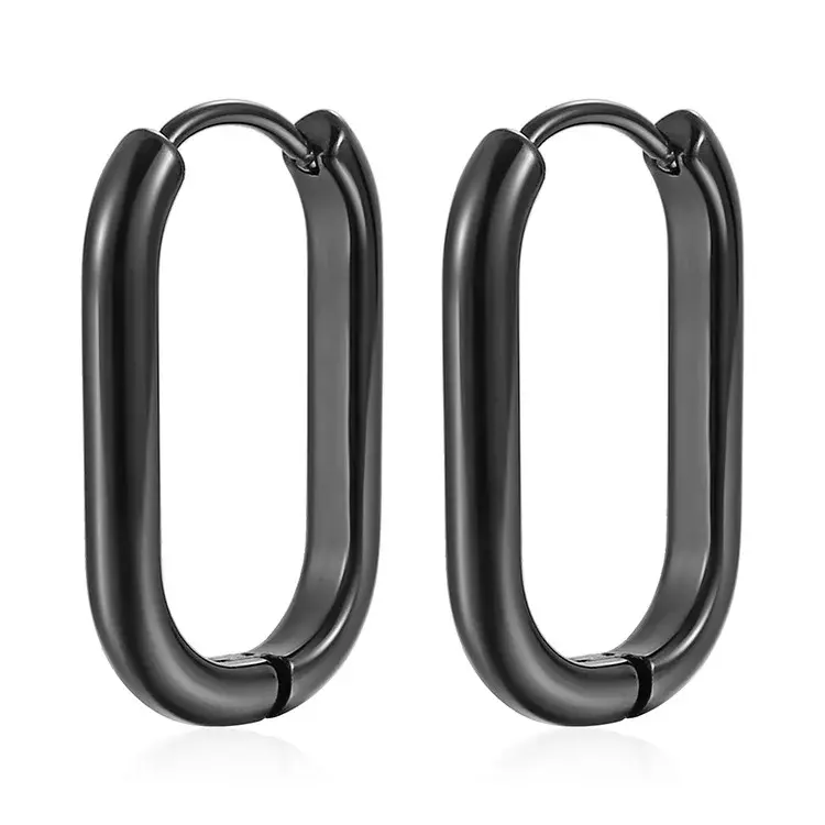 316 Stainless Steel Ellipse Squash Hoop Earrings, No Fade, Allergy Free, Classical Brief