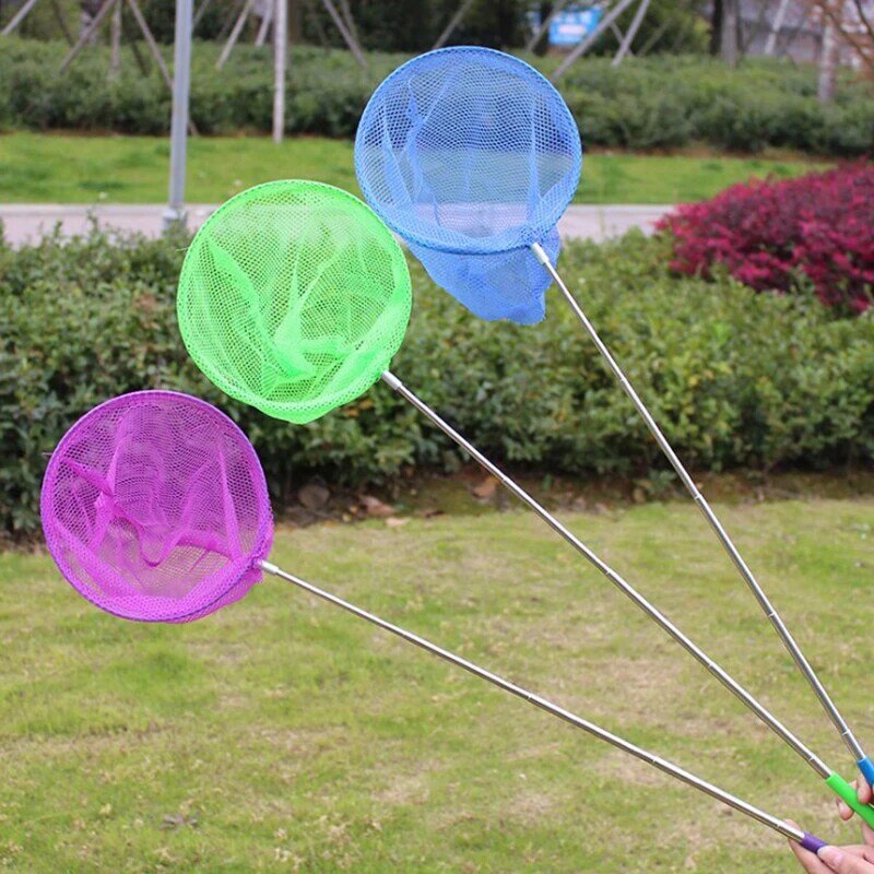 Stainless Steel Rod Catch Tadpole Fish Net Kids Outdoor Fish Net Stockings Telescopic Fishing Insect Butterfly Dragonfly Net