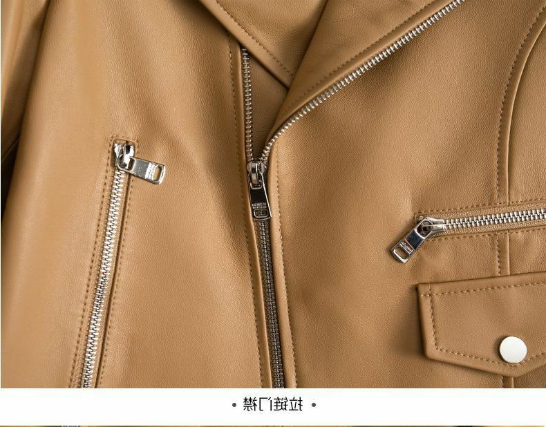 Женское кожаное пальто из овечьей кожи, новое корейское издание, модное мотоциклетное пальто, Дамские кожаные куртки, весна/осень