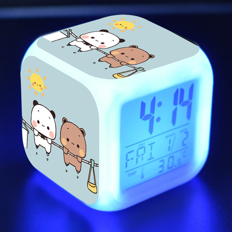 Будильники Panda Bear Bubu Dudu, многофункциональные светящиеся настольные часы с 7 меняющимися цветами для детской комнаты, подарок на Рождество