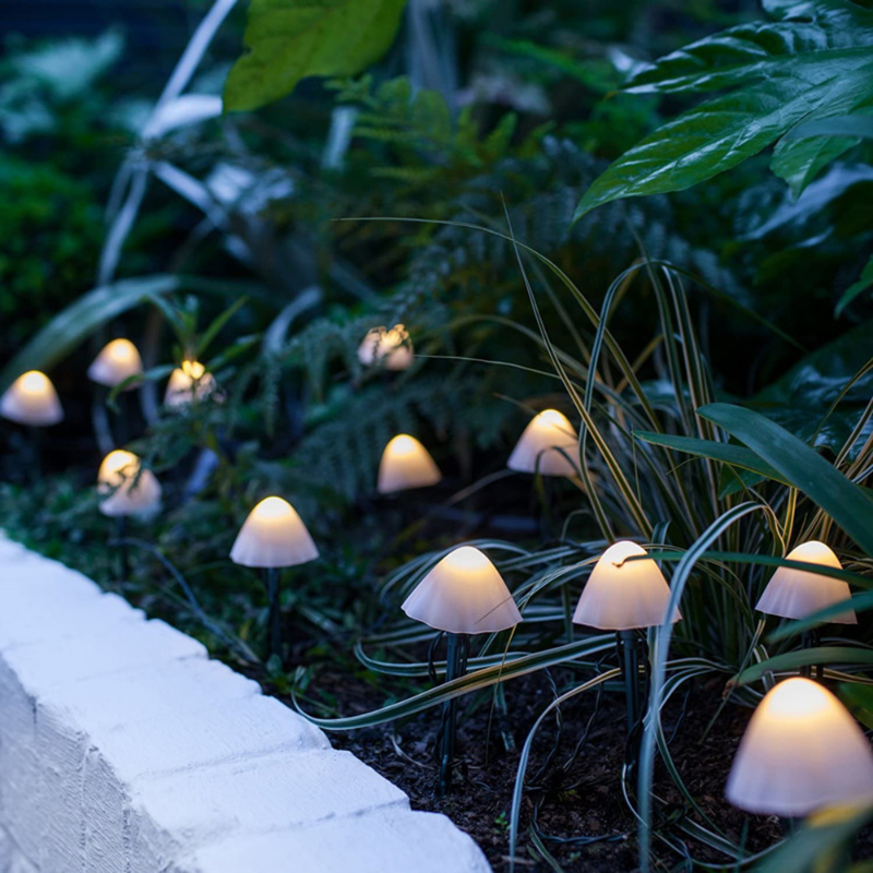 Outdoor Solar LED String Lights Fairy Path Lawn Landscape Mushroom Lamp Christmas Garden Patio Garland Street Decoration