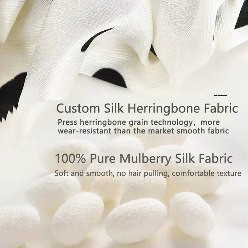 100% Pure Mulberry Silk Scrunchies Maple Leaf Design Rubber Bands Hair Ties Gun Elastics Ponytail for Women Girls 19 Momme 3.5CM