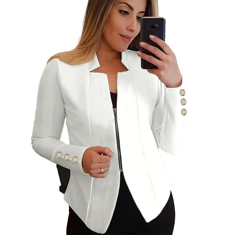 Women Slim Cardigan Blazer Coats Autumn Spring Female Notched Long Sleeve Office Lady Workwear Cardigans S-5XL