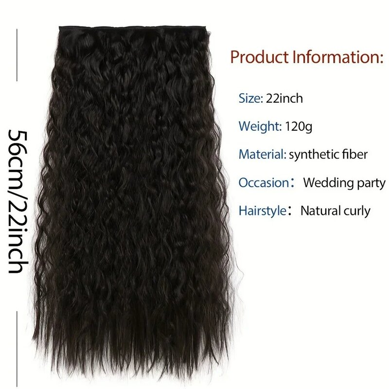 Extensões onduladas encaracolados do cabelo para mulheres, 6 grampos, 22 ", onda de água, grampo dentro, extensões sintéticas, 6 grampos, 1 PC