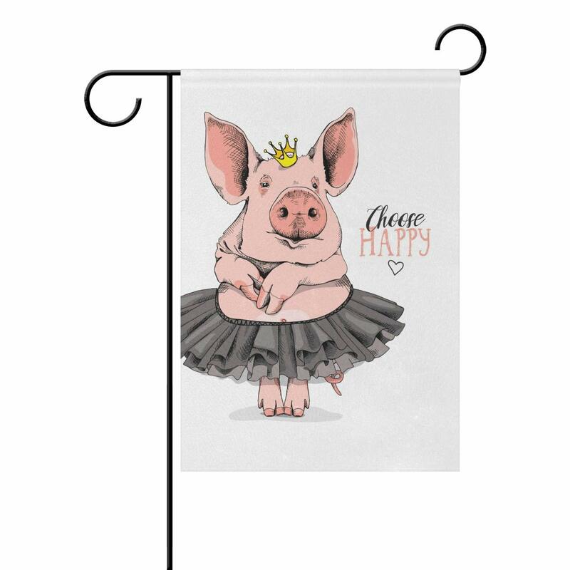 Pig Garden Flag Vertical Double Sided Black White Ink Vintage Flying Piggy with Wings To Sky House Flags for Outdoor Decor Lawn