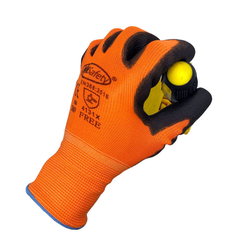 NMSafety-guantes de trabajo para revestimiento de Palma de PU, guante Protector de seguridad de nitrilo, proveedores profesionales de seguridad, 12 pares