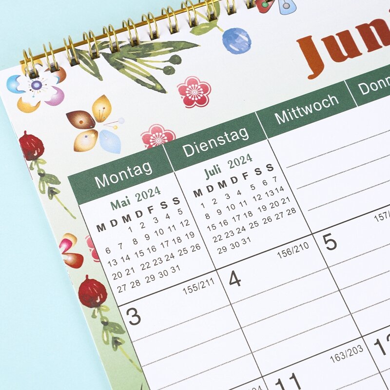 Kalendarz ścienny 2024-2025 wakacyjna miesięczna sala biurowa codziennie korzysta z papierowych spotkań wiszących kalendarzy randkowych