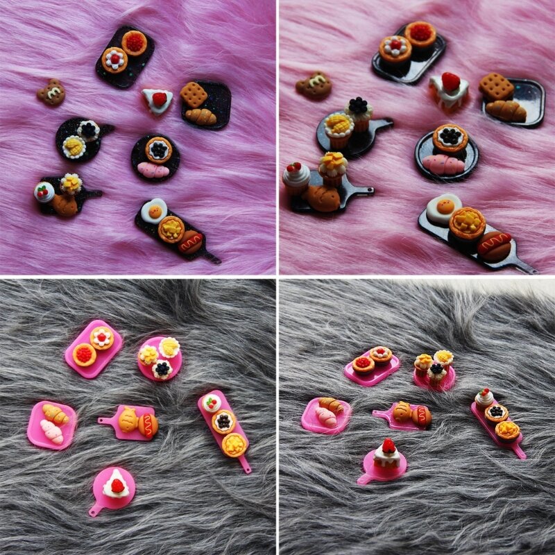 Nampan Unik Mini Food Play Tray Cetakan Silikon Bulat Persegi Liontin Cetakan untuk DIY Gantungan Kunci Perhiasan Makanan Epoxy