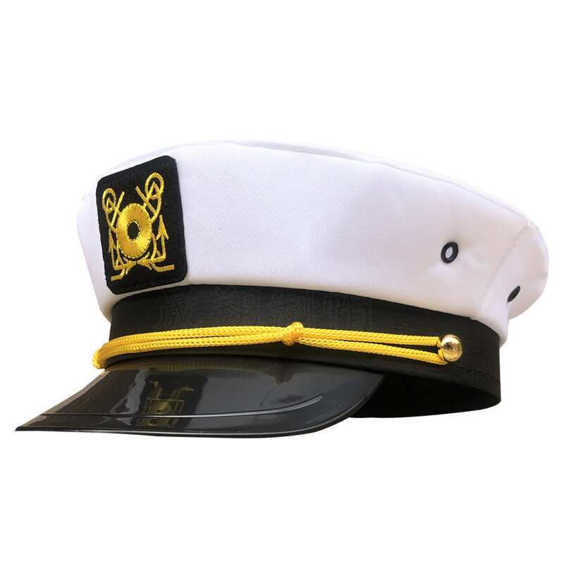 Chapeau bleu marine brodé blanc pour adultes, casquette militaire de capitaine de la marine, robe de paupières unisexe, chapeau de costume, mode de marins, événement et fête