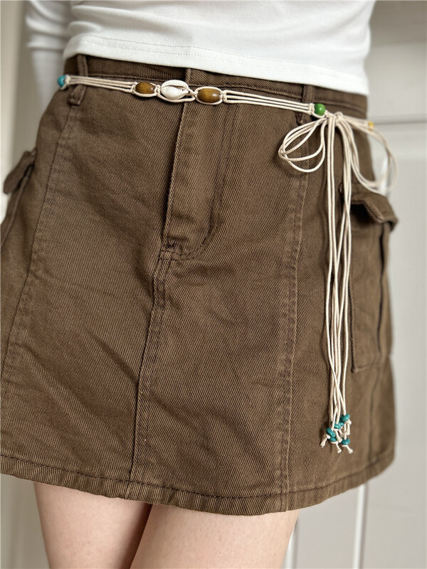 Cintos espartilho de saia vintage artesanal para mulheres Corda de cintura trançada de luxo Vestido de verão boêmio Cadeia de cintura Decoração