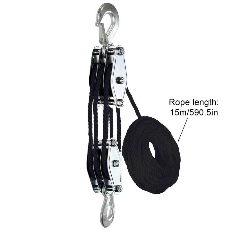 Block And Tackle Pulley Hoist Block And Tackle 2200 Lbs Breaking Strength 50ft Ratchet Puller Hoists For Hunting Garage