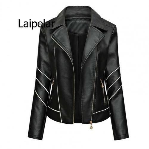 Women Jacket Faux Leather Wear Resistant Skin-friendly Biker Jacket Loose Turn-down Collar Zipper Fashion Women Wild Locomotive