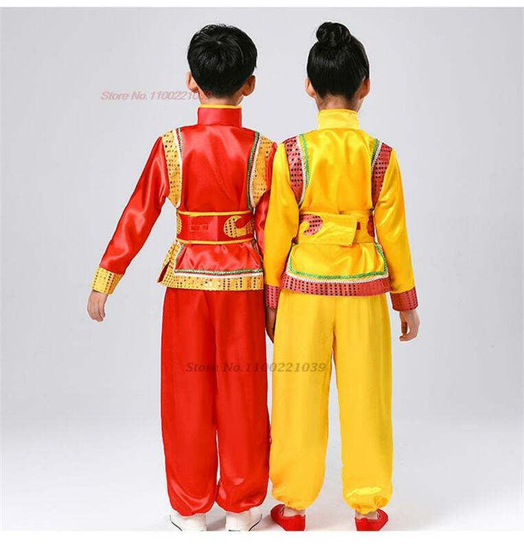 Fato tradicional chinês de Kung Fu uniforme infantil, terno de lantejoula nacional Wushu, roupa tradicional de Wing-Chun, 2024