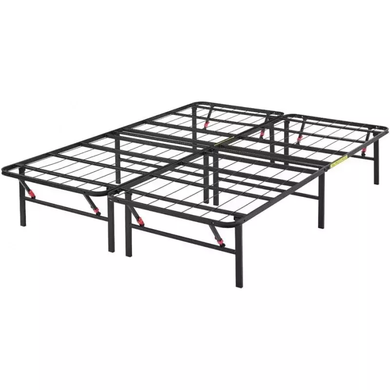 Basics Foldable Metal Platform Bed Frame with Tool Free Setup, 14 Inches High, Sturdy Steel Frame, No Box Spring Needed,