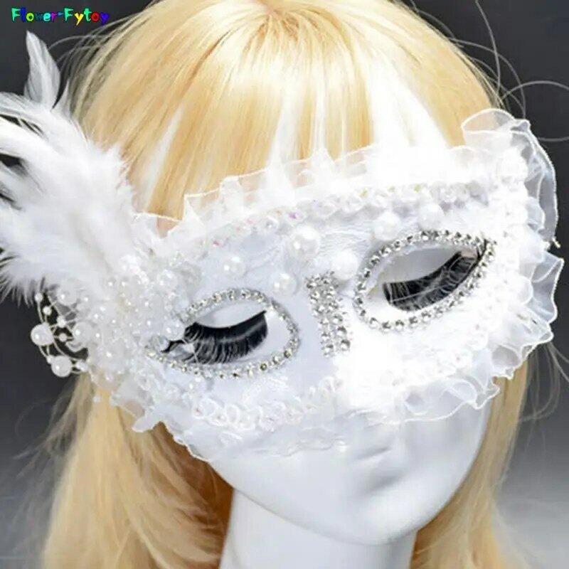 Masker Topeng renda Halloween Aldult pesta putri Prom bulu mode seksi karnaval Festival kostum aksesoris wanita