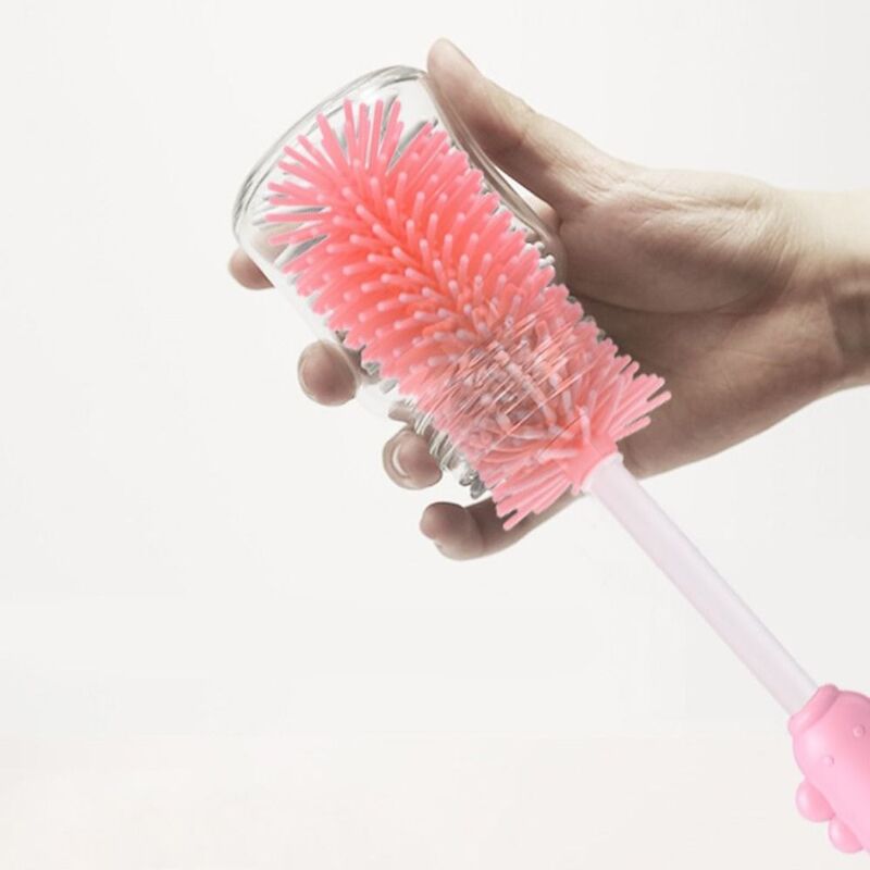 Cepillo de botella con rotación de 360 grados, herramienta de limpieza de mano de cabeza suave de alta calidad, juego de limpieza de silicona de grado alimenticio para bebé