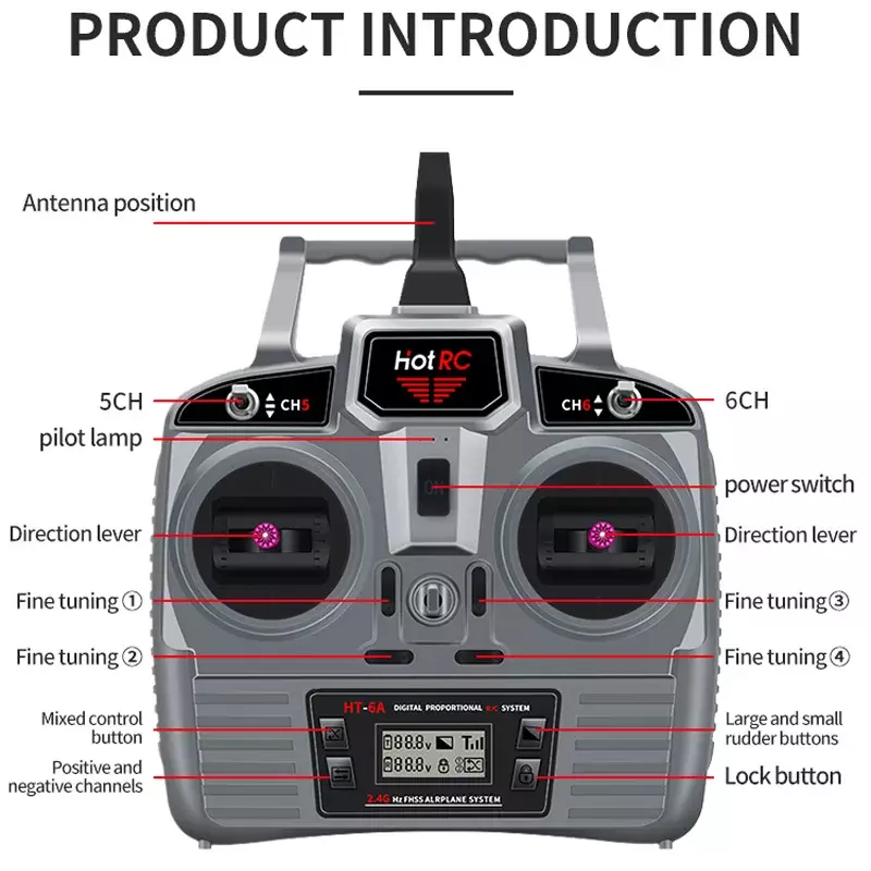 Hotrc HT-6A 2,4g 6ch rc sender fhss & 6ch empfänger mit box für fpv drone rc flugzeug auto rc boot