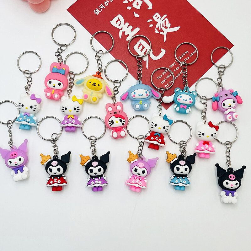 Anime Sanrio Sleutelhanger Kuromi Cinnamoroll Hello Kitty Sleutelhanger Mijn Melodie Auto Sleutelhanger Cartoon Tas Accessoires Cadeau
