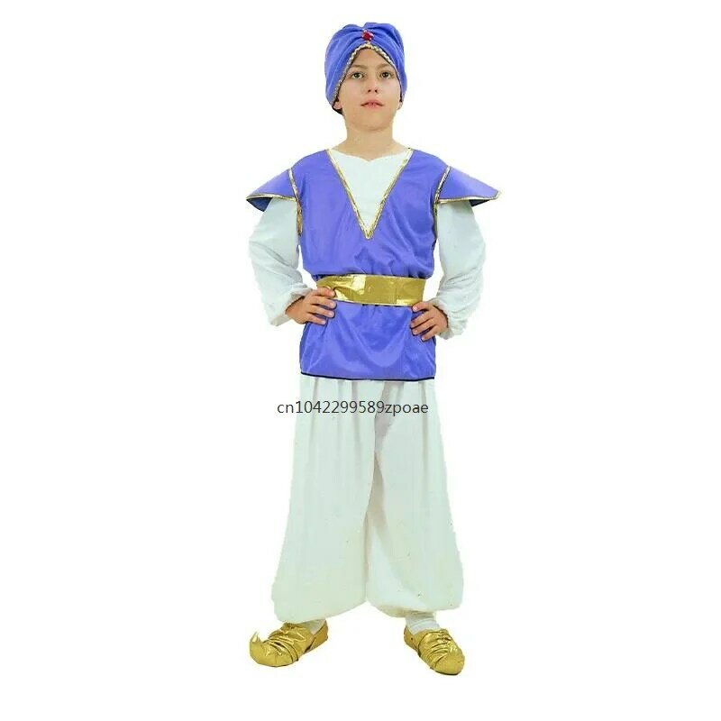 Disfraz de Aladdín indio azul para niños, disfraz de Príncipe para niños, cosplay de Mascarada para niños