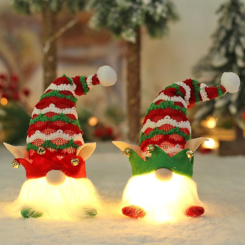 Lampu kurcaci berkilau pesta Natal, ornamen kerdil, kartun kreatif, hadiah liontin Gnome tanpa wajah