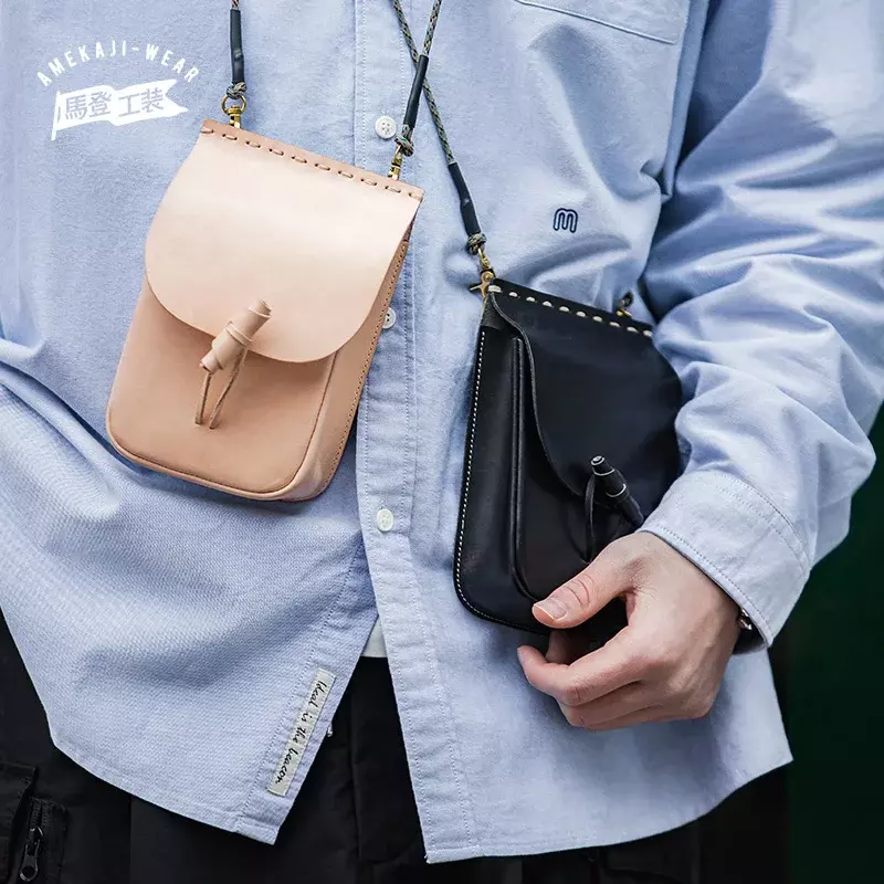 Maden bolsas crossboy vintage unissex, carteira de mão feminina, bolsa de celular, primeira camada de couro de vaca, bolsa de ombro