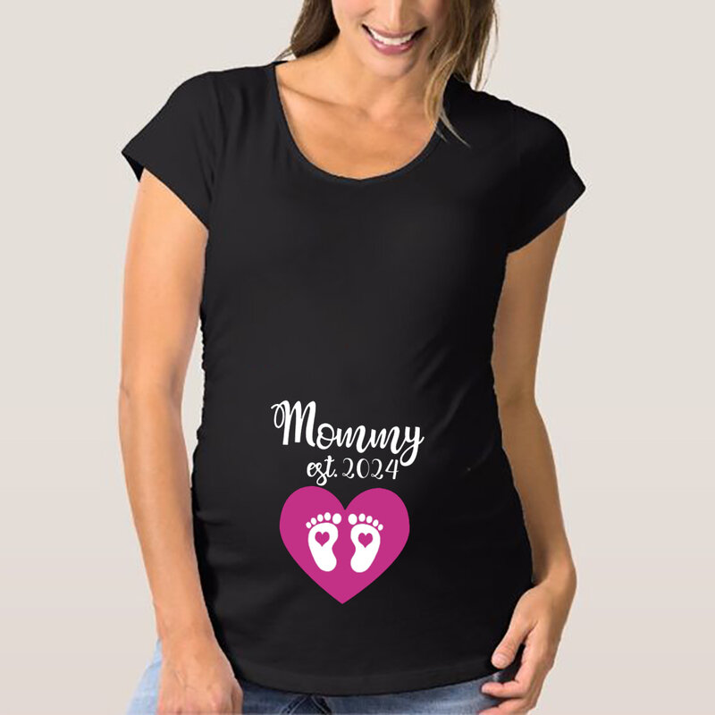 Bebê carregando camiseta de maternidade, camisas anúncio gravidez, tops estampados, roupas grávidas, mamãe, verão, novo, 2024