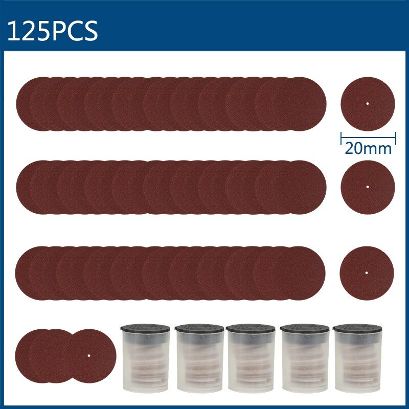 Cmcp 150 pçs lixa 20mm lixa conjunto de papel para dremel ferramenta rotativa acessórios de polimento madeira metal disco de lixamento