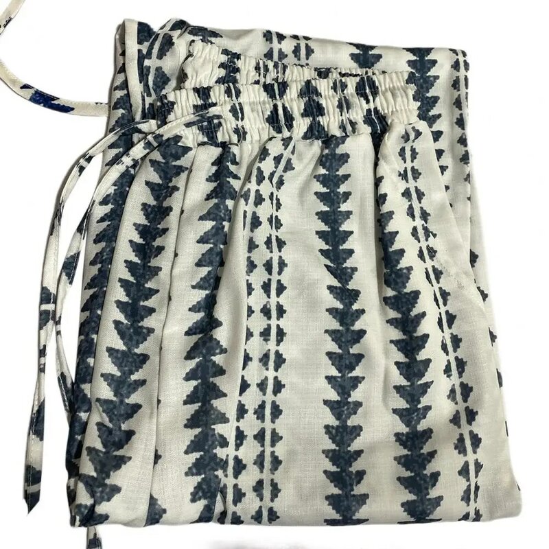 Celana panjang pola geometris wanita, celana Harem longgar cocok untuk pantai pola geometris dengan tali pinggang elastis