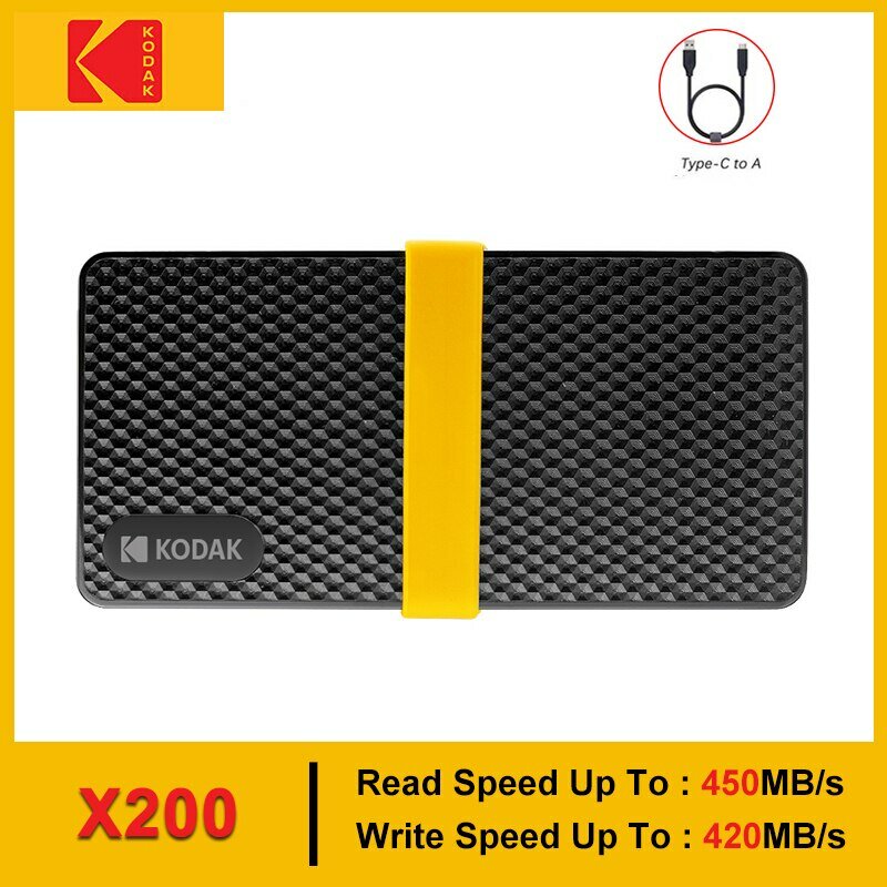 Kodak SSD แบบพกพา X200 2TB 1TB USB 3.1 Type C ฮาร์ดดิสก์ภายนอก512GB 256GB สถานะของแข็งไดรฟ์สำหรับ PS4แล็ปท็อป MacBook PC