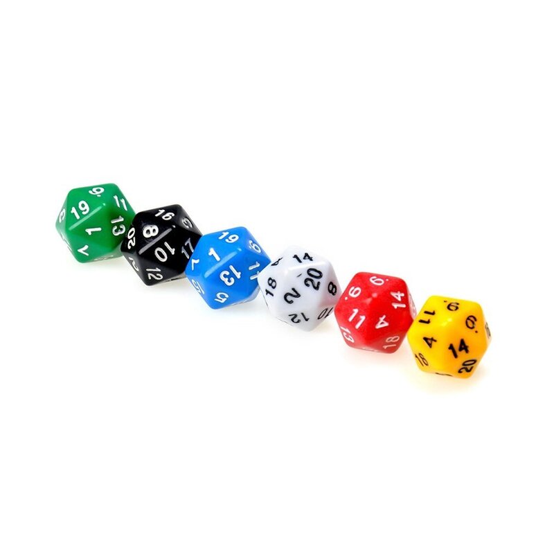6ชิ้น/เซ็ต D20ลูกเต๋าทึบ20ลูกเต๋าหลายสี Gaming เรซิ่น Polyhedral เกมอุปกรณ์เสริมเกมกระดานออกแบบตามหลักสรีรศาสตร์