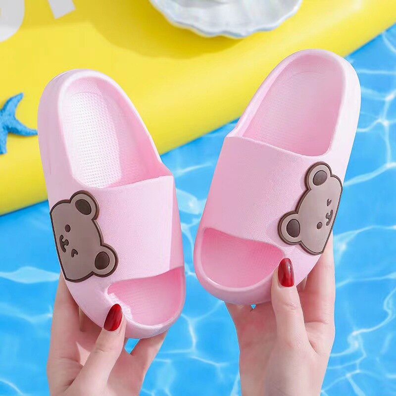 Children's Slippers Summer Non-slip Casual Solid Soft Slippers Breathable Home Bathroom Slipper Kids Flower Shoes For Girls Boys