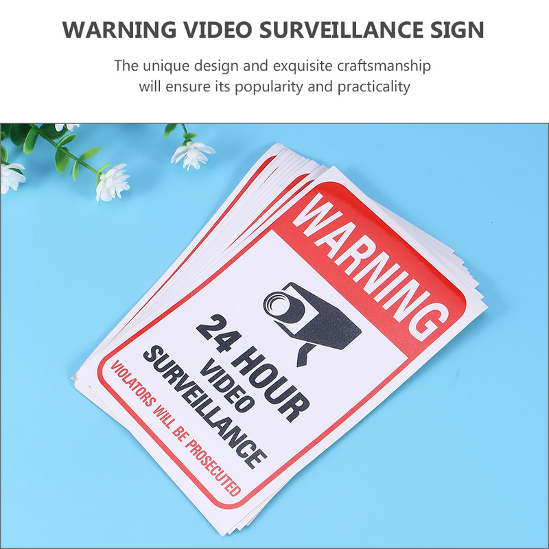 24 Hour Video Sticker Monitor Warning Stickers Emblems Weather-resistant Surveillance