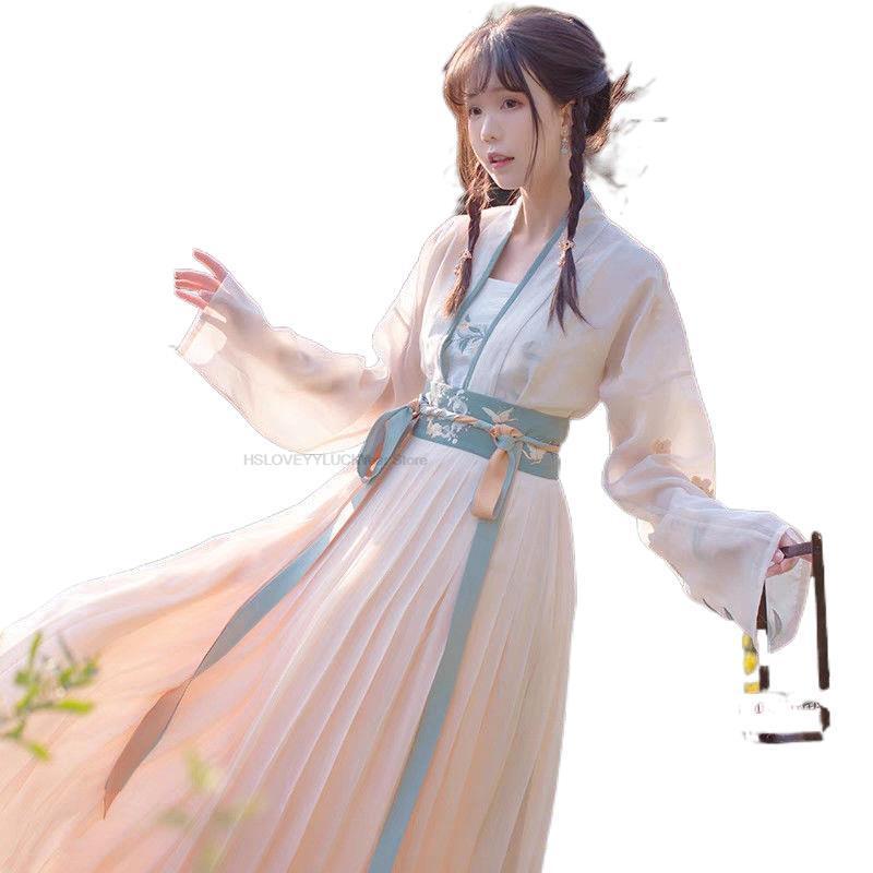 Spring New Hanfu Dress Women Ancient Chinese Traditional Hanfu Set Female Fairy Cosplay Costume Outfit Summer Hanfu Dress