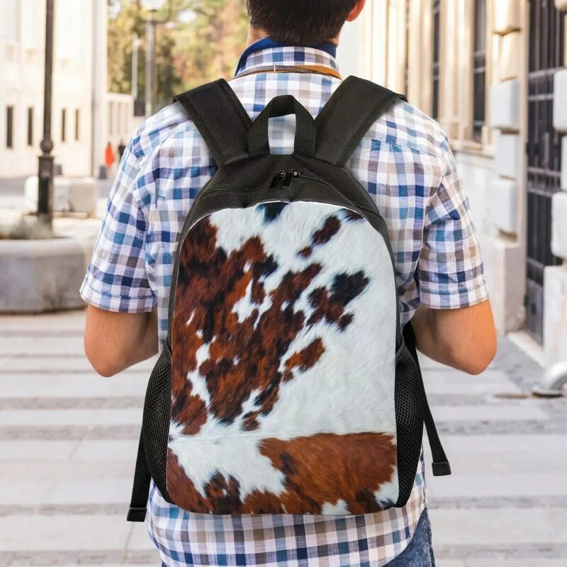 Ransel kulit sapi tiruan pedesaan tas buku siswa sekolah tas punggung cocok untuk Laptop 15 inci tas tekstur kulit sapi
