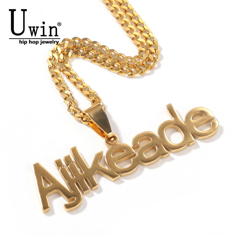 Uwin-Collar personalizado con letras, joyería de acero inoxidable con nombre, hip hop