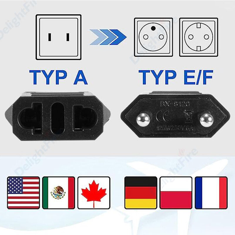 UE Plug Adaptador de Viagem, CN AU JP EUA para UE Plug Adapter, KR Euro Plug Converter, Tomadas, Tomada AC, 1-100Pcs