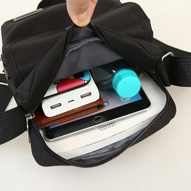 Lona resistente à água Messenger Crossbody Bag, Pequeno, durável, Multi-bolsos, Nylon, Vintage