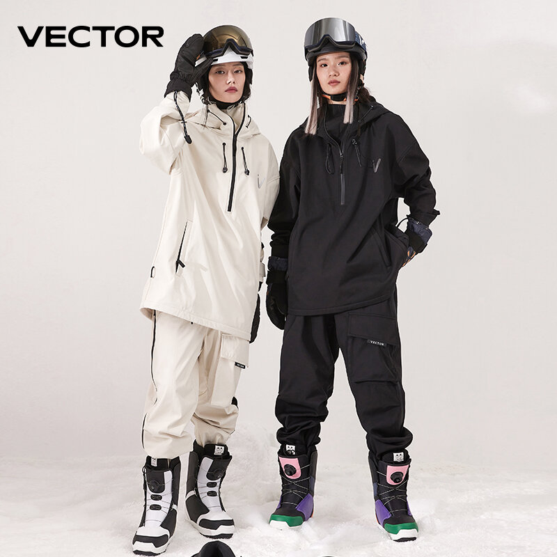 Männer Frauen Einfarbig Ski Jacke Ski Hosen Warme Winddicht Winter Overalls Hoodie Wasserdichte Outdoor Sport Kleidung Snowboard