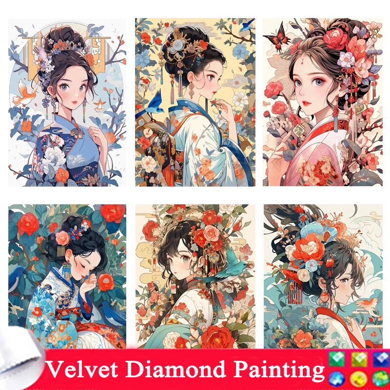 DIY Diamond Painting 2024 Chinese Ancient Style Girls Full Diamond Mosaic Embroidery Cross Stitch Kits Home Decor Cartoon Gift 4