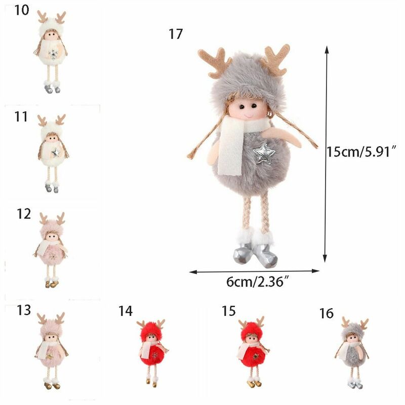 Adornos colgantes de felpa para árbol de Navidad, muñeco de Ángel, falda de gasa de felpa, decoración del hogar
