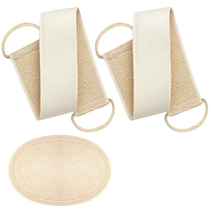 Exfoliating Back Scrubber With Exfoliating Loofah Sponge Pad For Shower,Loofah Strap Back Sponge For Bath Spa Clean