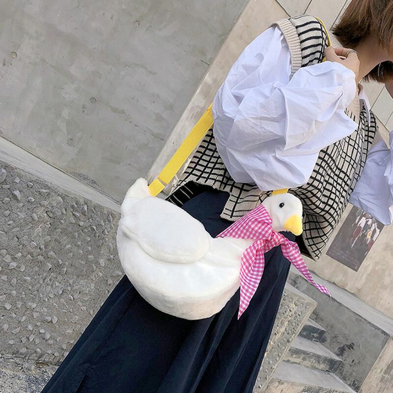 Cartone animato animale giocattolo tracolla regolabile cotone poliestere borsa a tracolla donna borsa a tracolla anatra peluche borsa stile coreano