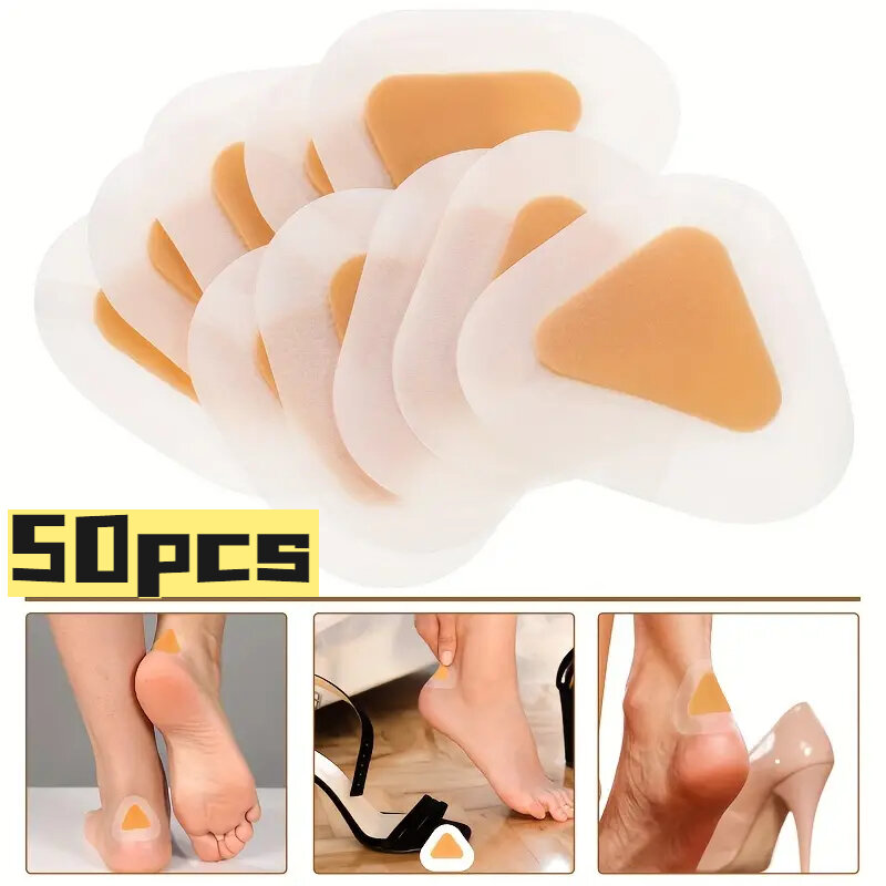 Gel Heel Protector Foot Patches, Adhesive Blister Pads, Heel Liner Shoes Adesivos, Pain Relief Plaster, Foot Care Cushion Grip, 50Pcs